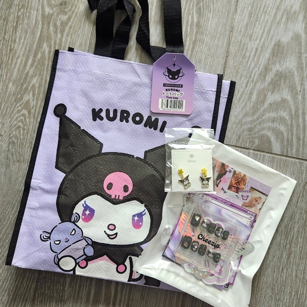 Kuromi Gift Bundle - Bag, Earrings, & Nails